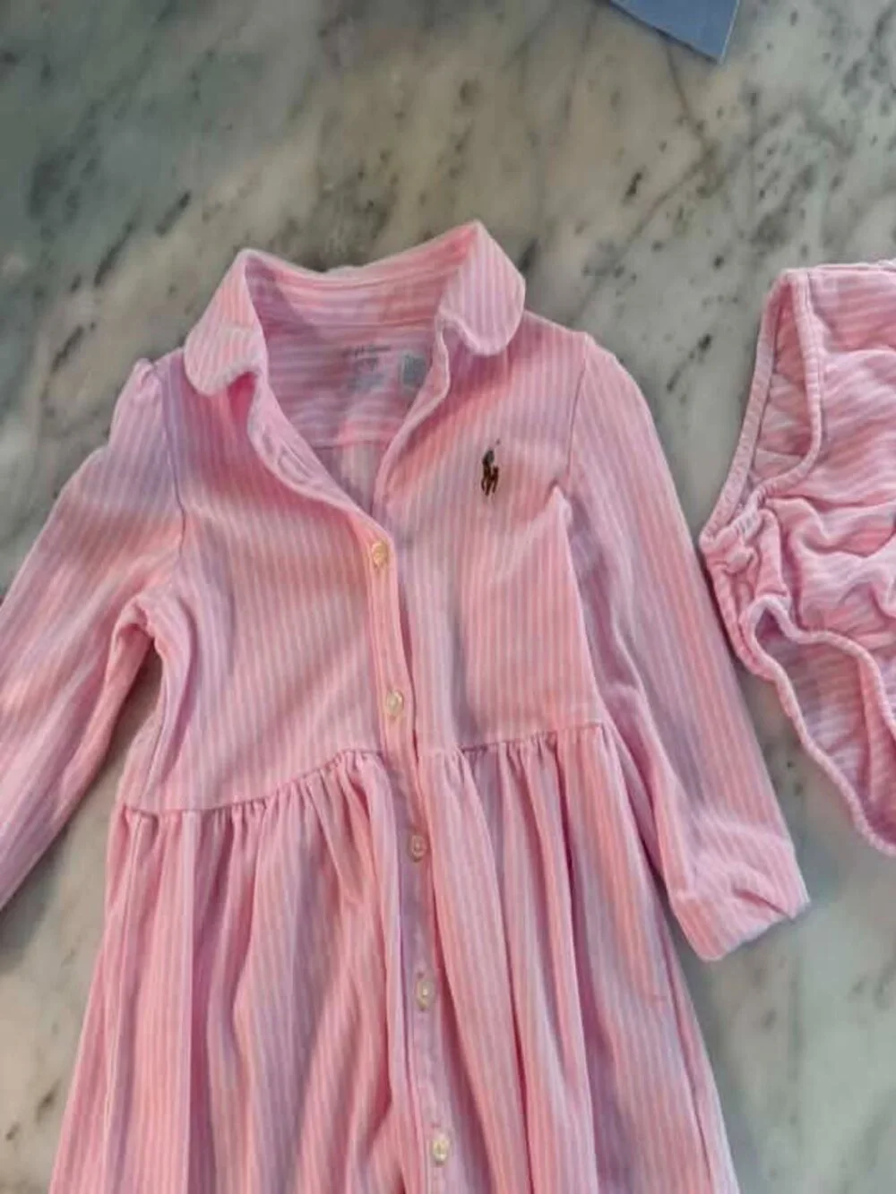 Ralph Lauren Striped Mesh Oxford Dress & Bloomer